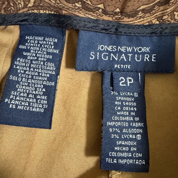 Vintage 90s Y2K Bootcut Paisley Pants Size 2P Boho Hippie Forest Brown Mid Rise - Picture 5 of 9